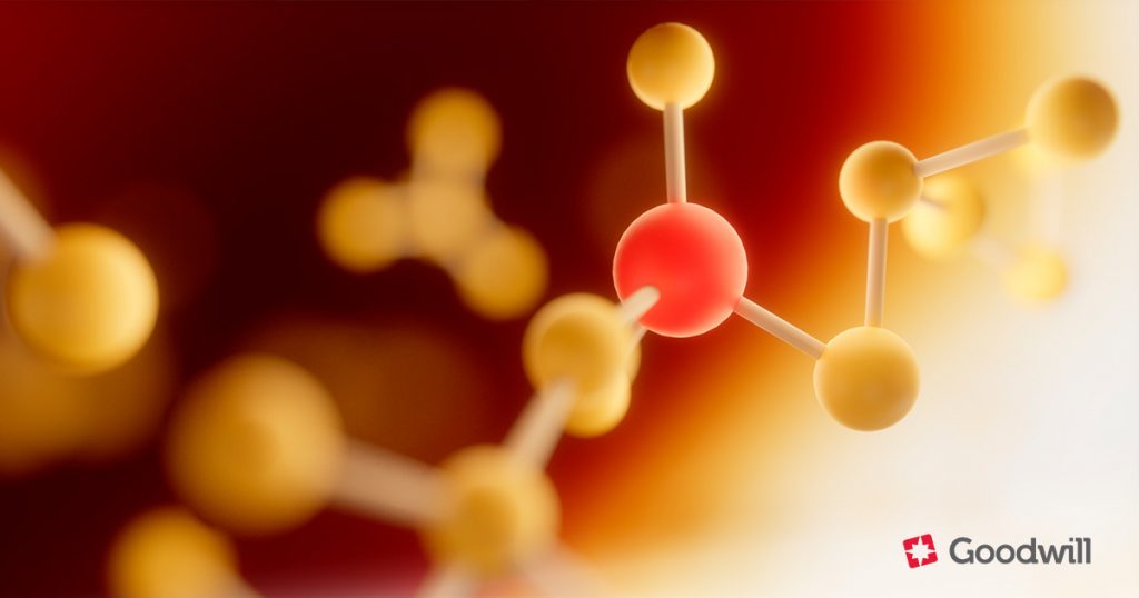 Aminosavakat és a fehérjeszintézist ábrázoló tudományos illusztráció, amely a szervezet építőköveit szimbolizálja.